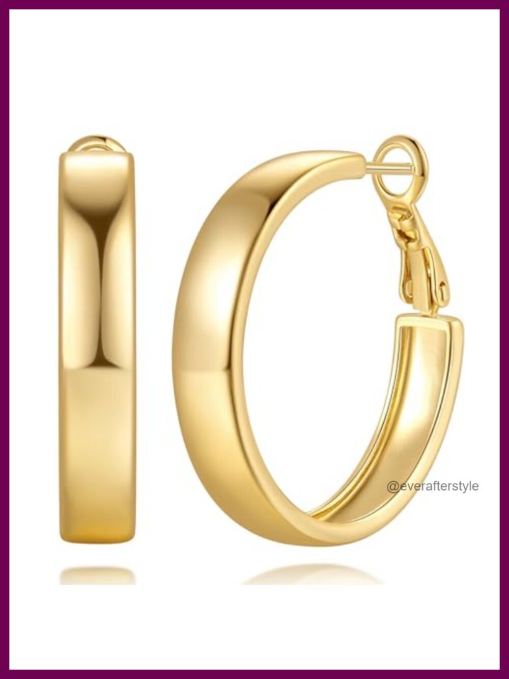 14K Gold Plated Hoop Earrings for Women Lever Back 25mm 30mm